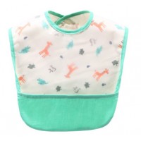 日本防水幼兒魔術貼飯衣 (無袖--小動物綠色)